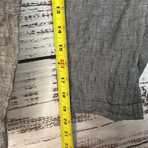 ATHLETA 100% LINEN ANKLE CROP CAPRI PANTS WOMEN’S SIZE 0 GRAY HEATHERED POCKETS - Picture 14 of 16